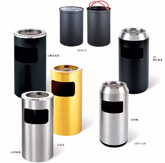Ashtray Trash Bin Outdoor Trash Can Titanium Steel Has No Fingerprint Hotel Lobby Black Stainless Steel Ash Bin
